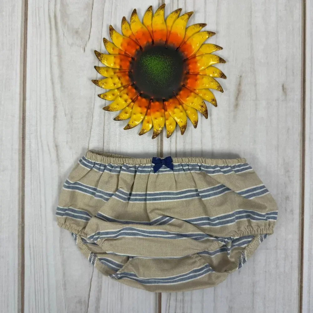 Mayoral Baby Girl Dress 18M Striped Linen Sleeveless Blue Beige